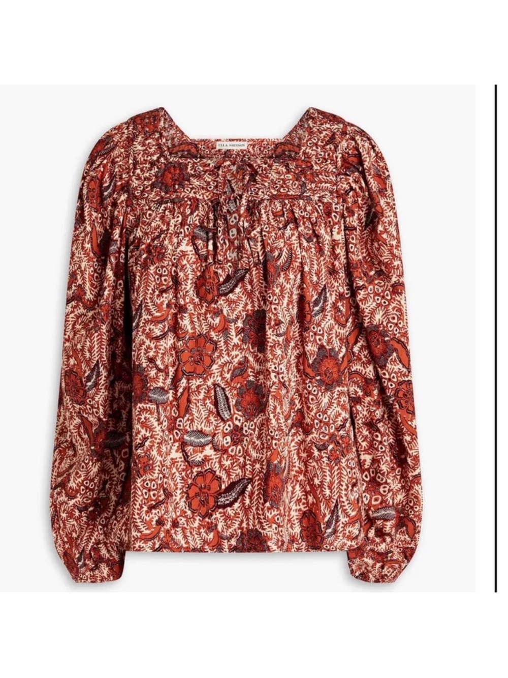 Ulla Johnson Issa Rust & Cream Floral Peasant Blouse